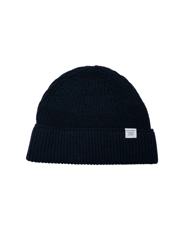 Norse Projects Wool Cotton Rib Beanie Dark Navy made by Norse Projects