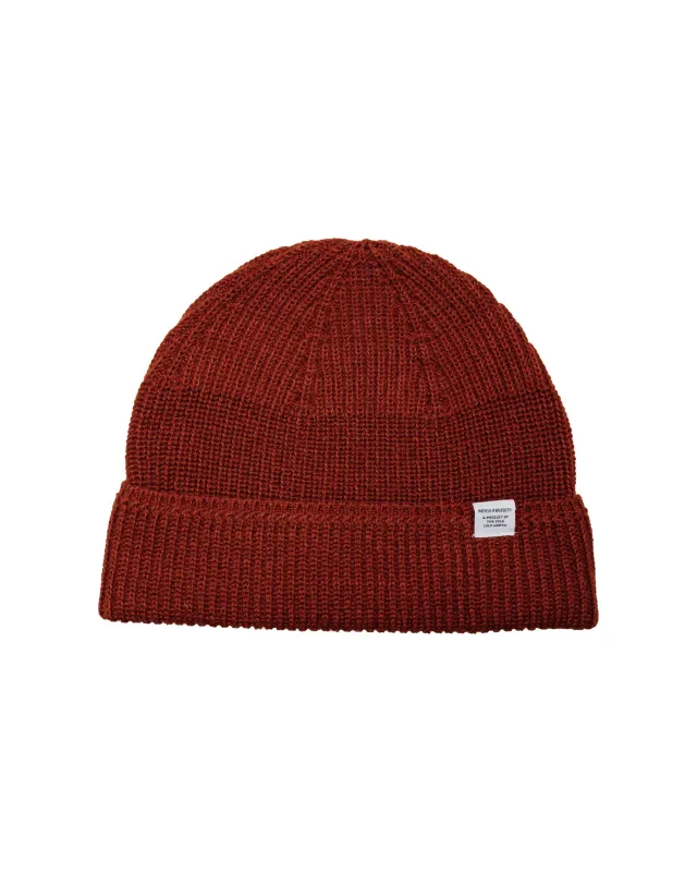 Norse Projects Wool Cotton Rib Beanie Cowhide made by Norse Projects