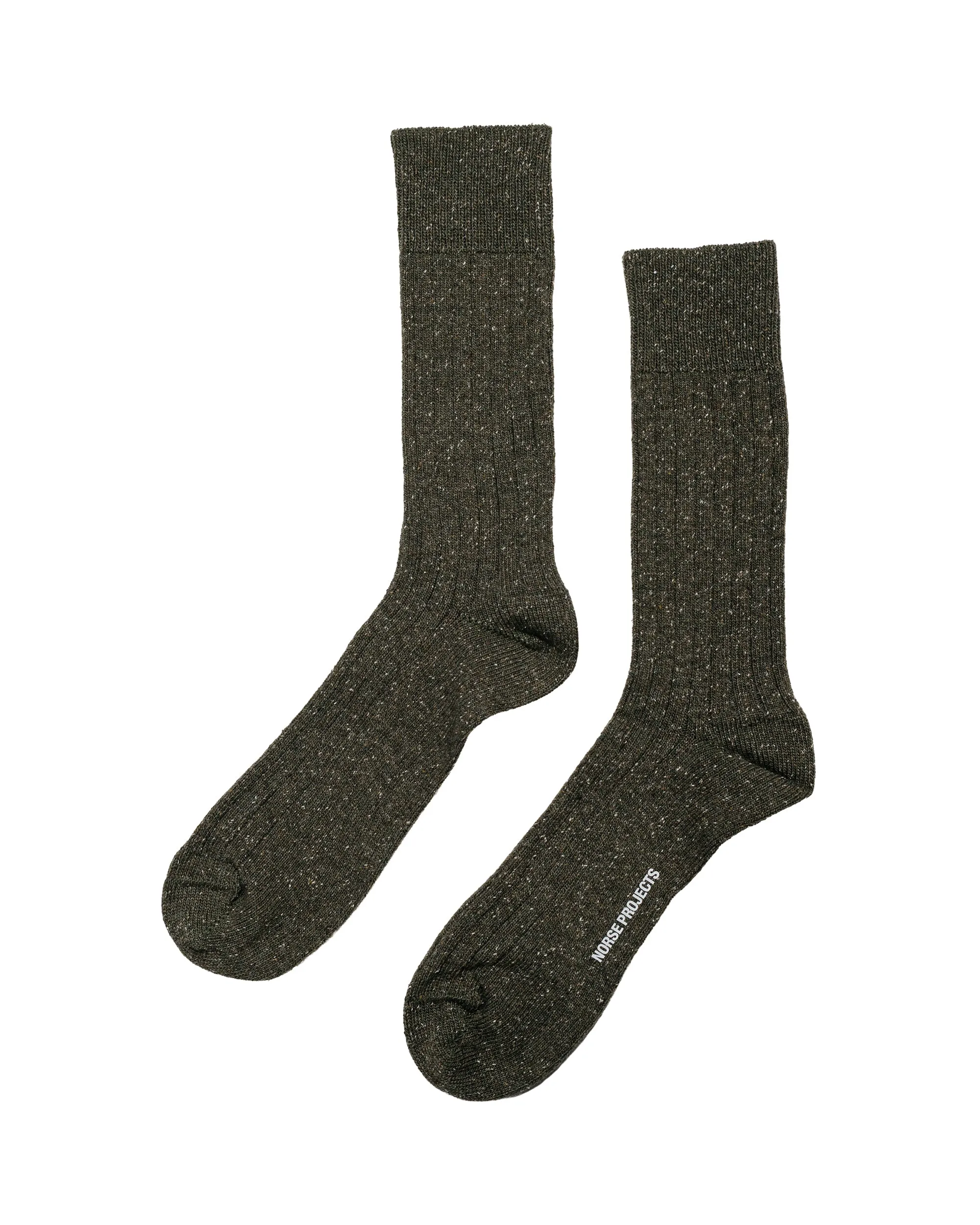 Norse Projects Bykle Neps Wool Rib Sock Olive NIght sold by Lost & Found product image thumbnail 2