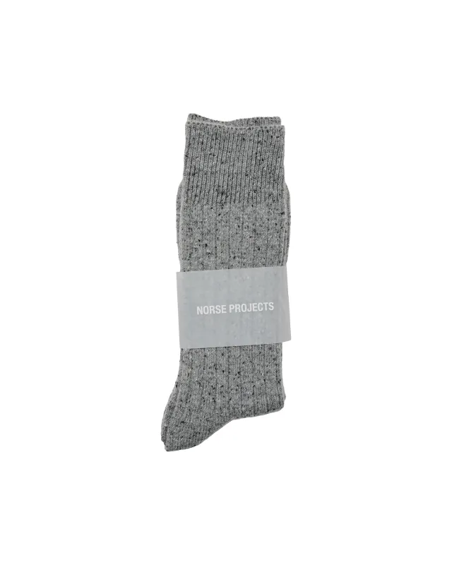 Norse Projects Bykle Neps Wool Rib Sock Grey Melange made by Norse Projects