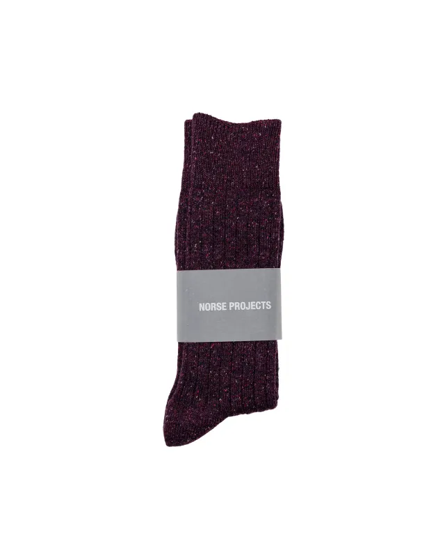 Norse Projects Bykle Neps Wool Rib Sock Darkest Purple made by Norse Projects