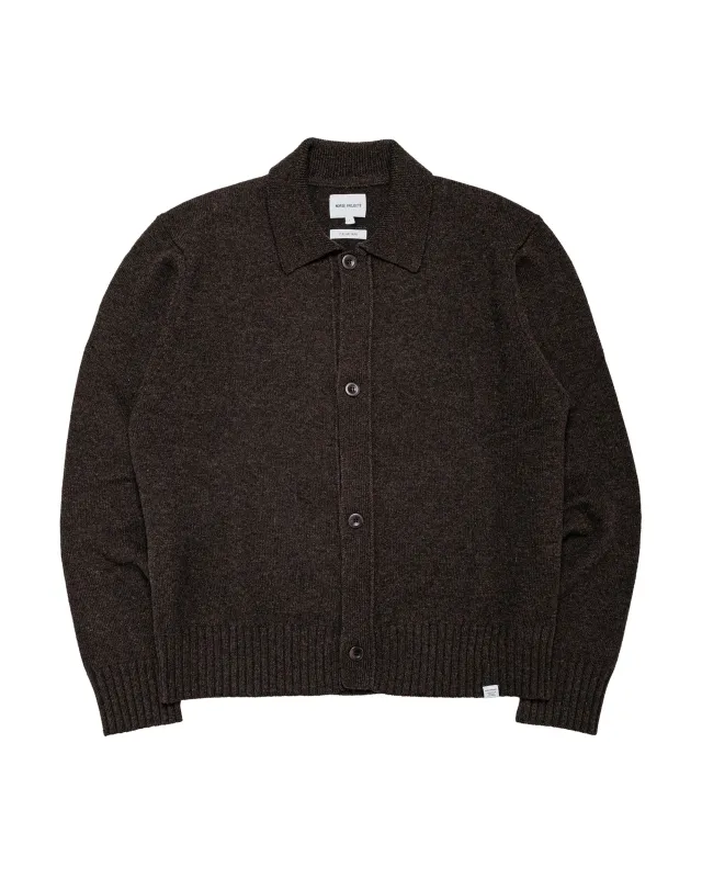 Norse Projects Aldrup Lambswool Cardigan Heathland Brown made by Norse Projects