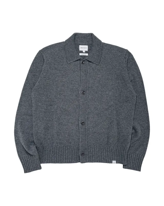 Norse Projects Aldrup Lambswool Cardigan Grey Melange made by Norse Projects