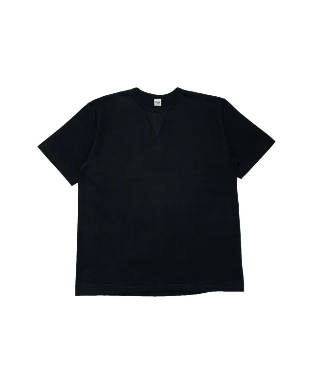 Denime Lot. 275 Front V Crew Neck T-Shirt Solid Color Black made by Warehouse