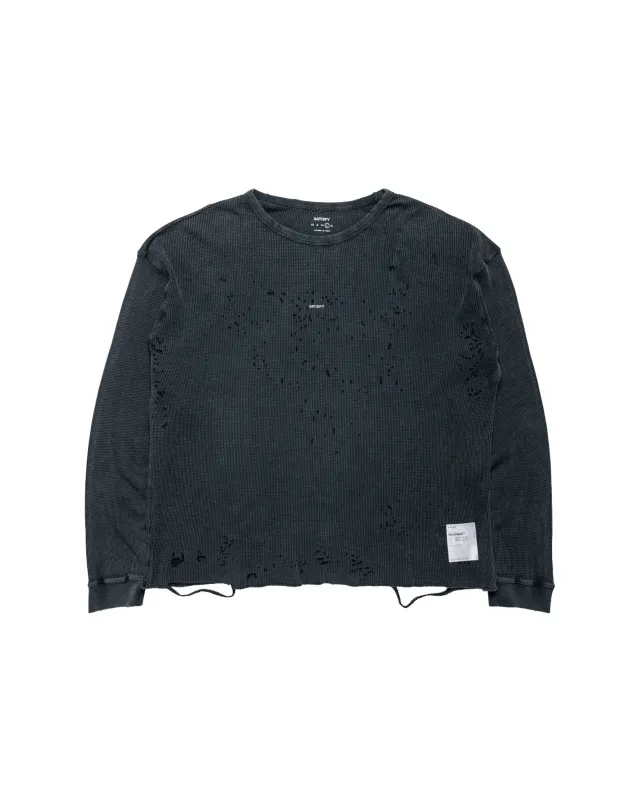 SATISFY MothTech Waffle Long Tee Aged Black SA made by Satisfy Running