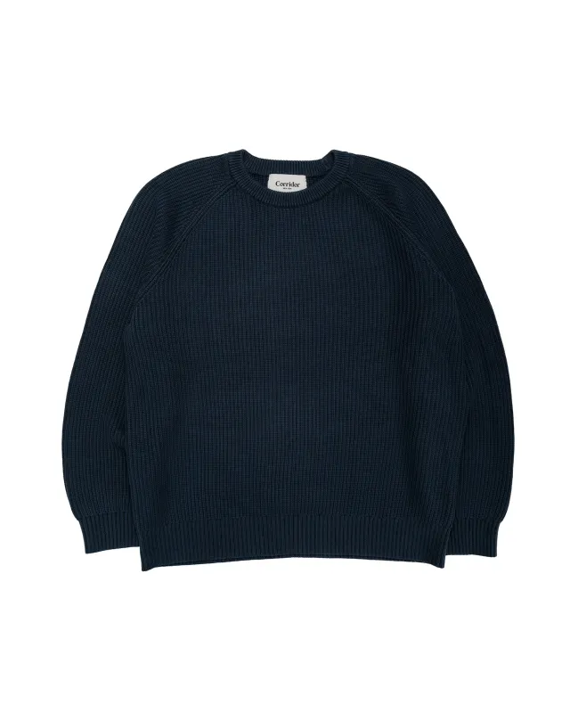 Corridor Washed Cotton Crewneck Navy made by Corridor