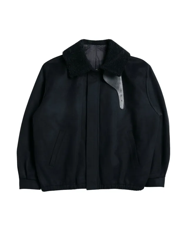 ssstein Mouton Collar Wool Cashmere Padded Jacket Black made by ssstein
