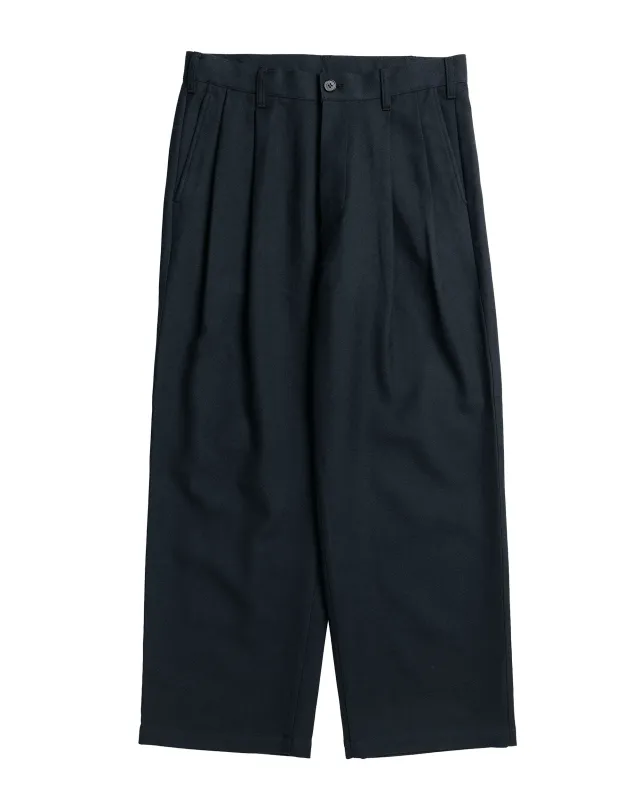 Universal Products Wool Cotton 2 Tuck Trousers Black made by Lost & Found