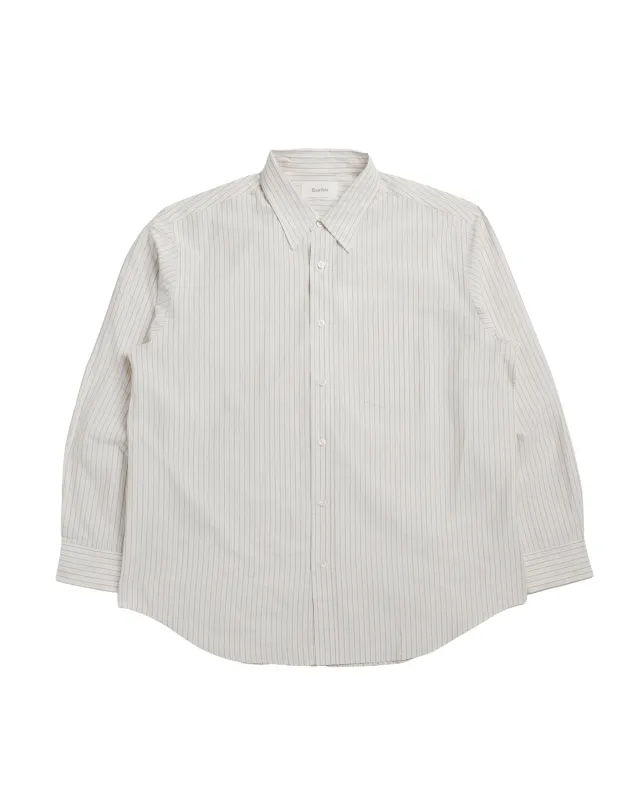 Ernie Palo Silk Cotton Shirt Beige Stripe made by Lost & Found