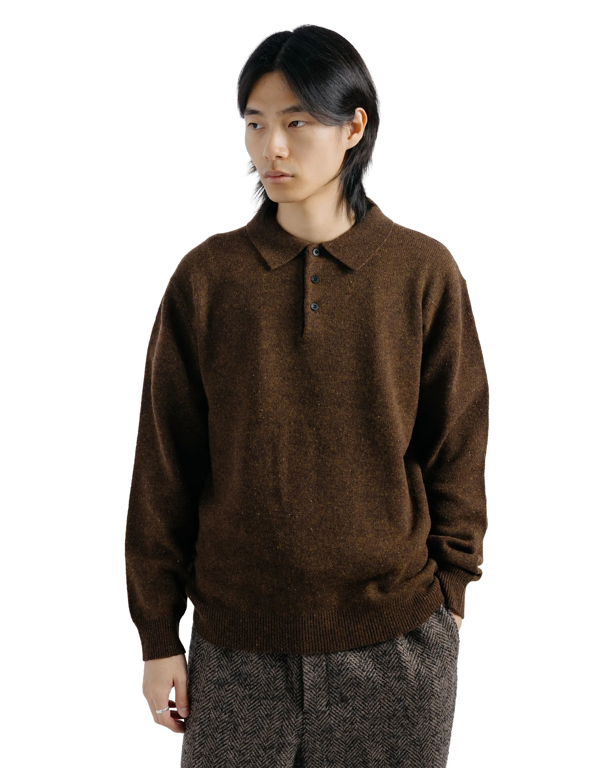 Beams Plus Knit Polo Nep 9G Brown sold by Lost & Found product image thumbnail 2