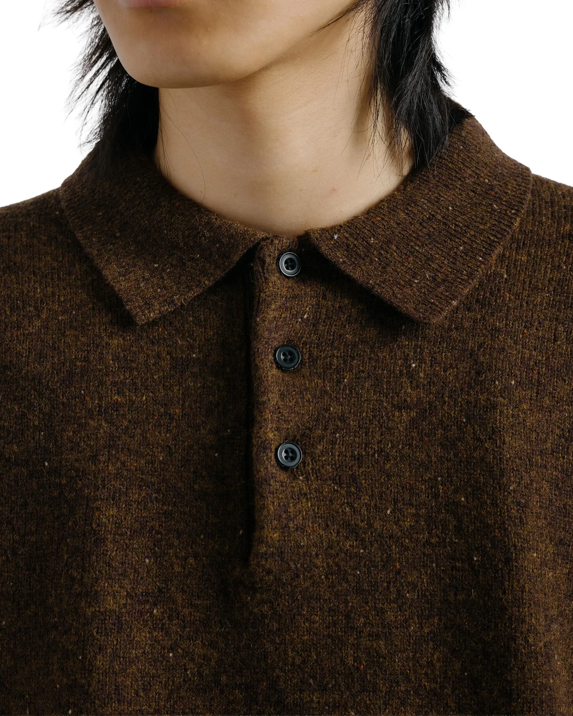 Beams Plus Knit Polo Nep 9G Brown sold by Lost & Found product image thumbnail 3