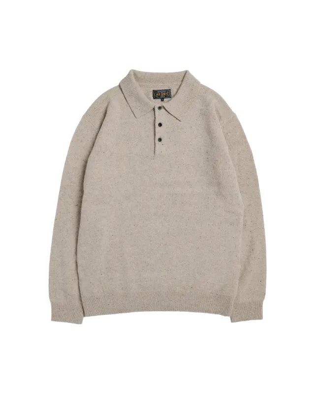 Beams Plus Knit Polo Nep 9G Beige made by BEAMS PLUS