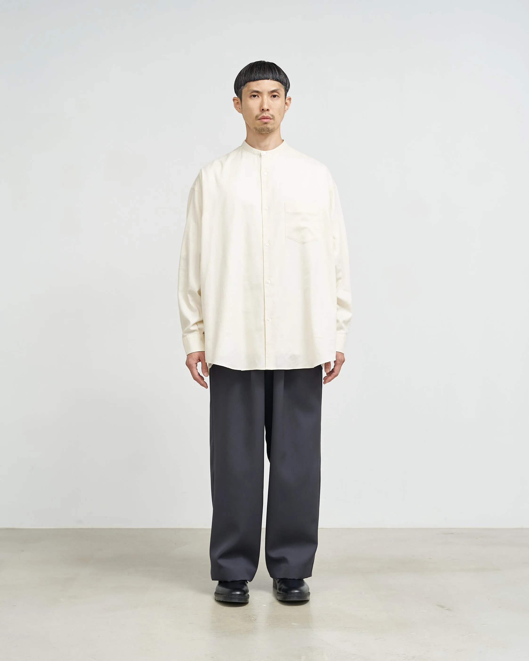 Cotton Cashmere L/S Oversized Band Collar Shirt sold by Graphpaper product image thumbnail 4