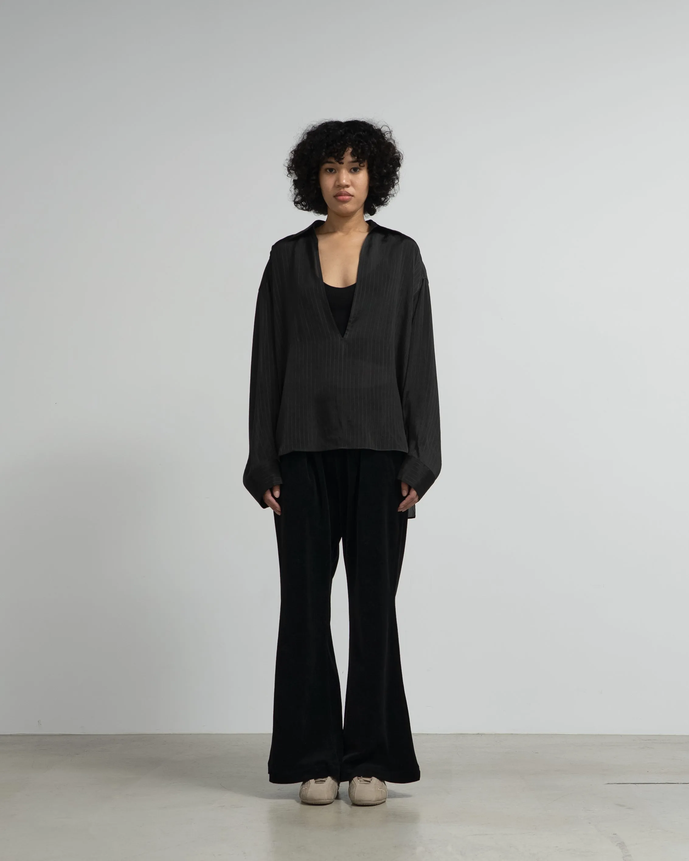 Cupro Striped Skipper Blouse sold by Graphpaper product image thumbnail 3