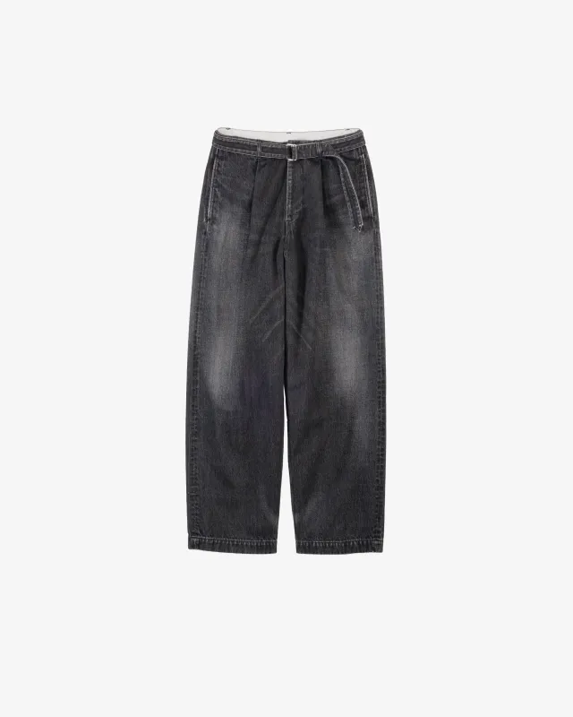 Selvage Denim Belted Pants -DARK FADE- sold by Graphpaper
