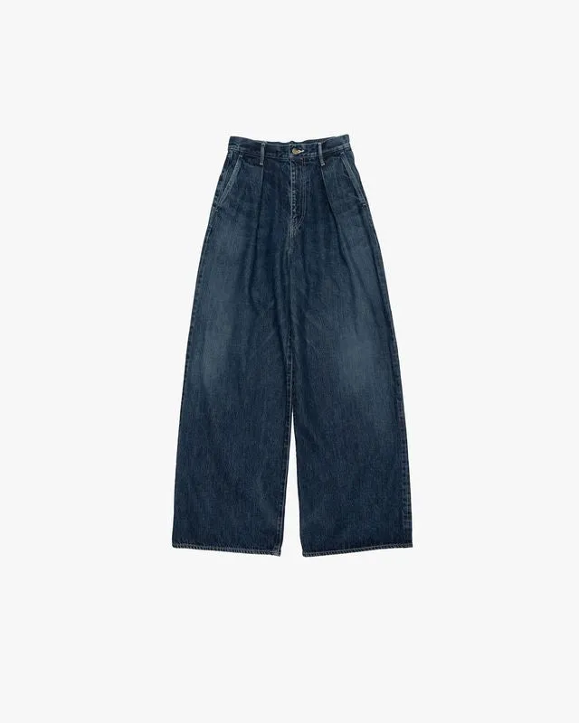 Selvage Denim Two Tuck Wide Pants -DARK FADE- sold by Graphpaper