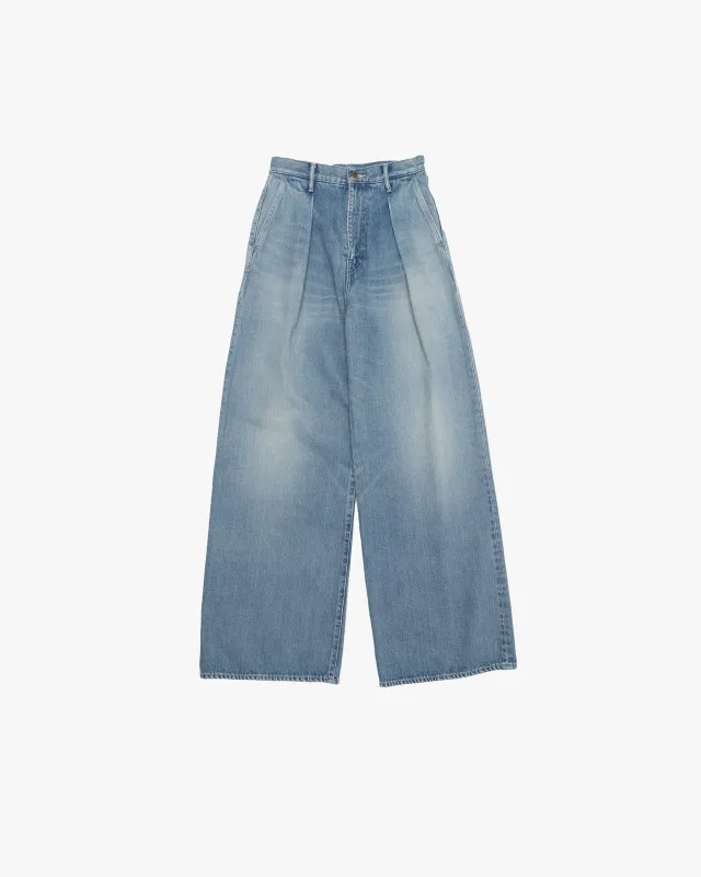 Selvage Denim Two Tuck Wide Pants-LIGHT FADE- sold by Graphpaper