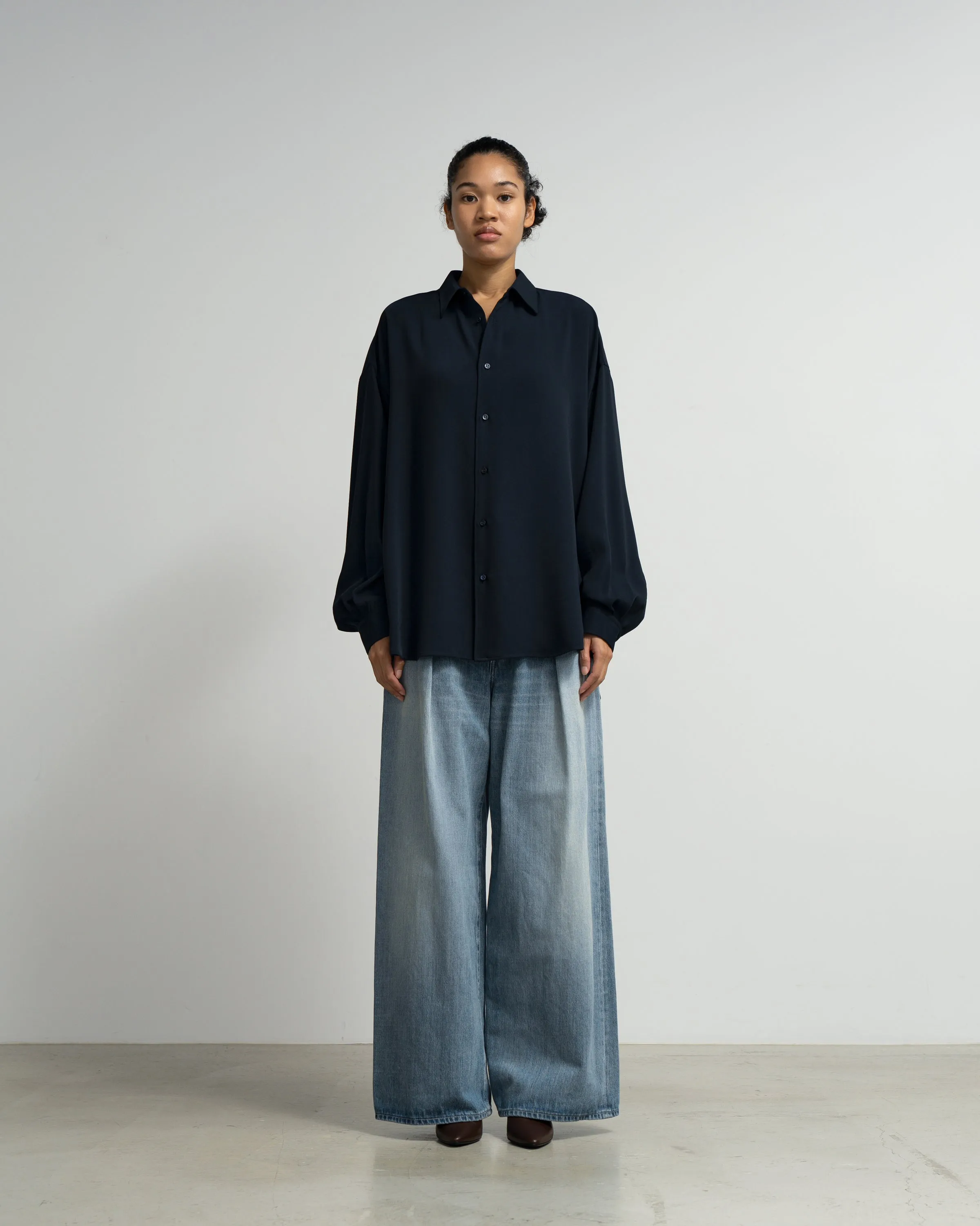 Satin Oversized Regular Collar Shirt sold by Graphpaper product image thumbnail 4