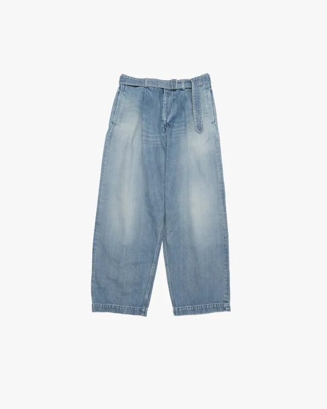 Selvage Denim Belted Pants -LIGHT FADE- sold by Graphpaper