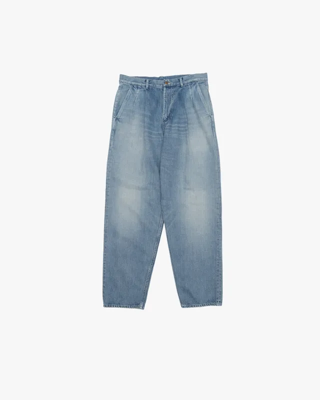 Selvage Denim Two Tuck Tapered Pants -LIGHT FADE- sold by Graphpaper