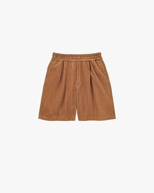 Cow Nubuck Leather Wide Shorts sold by Graphpaper