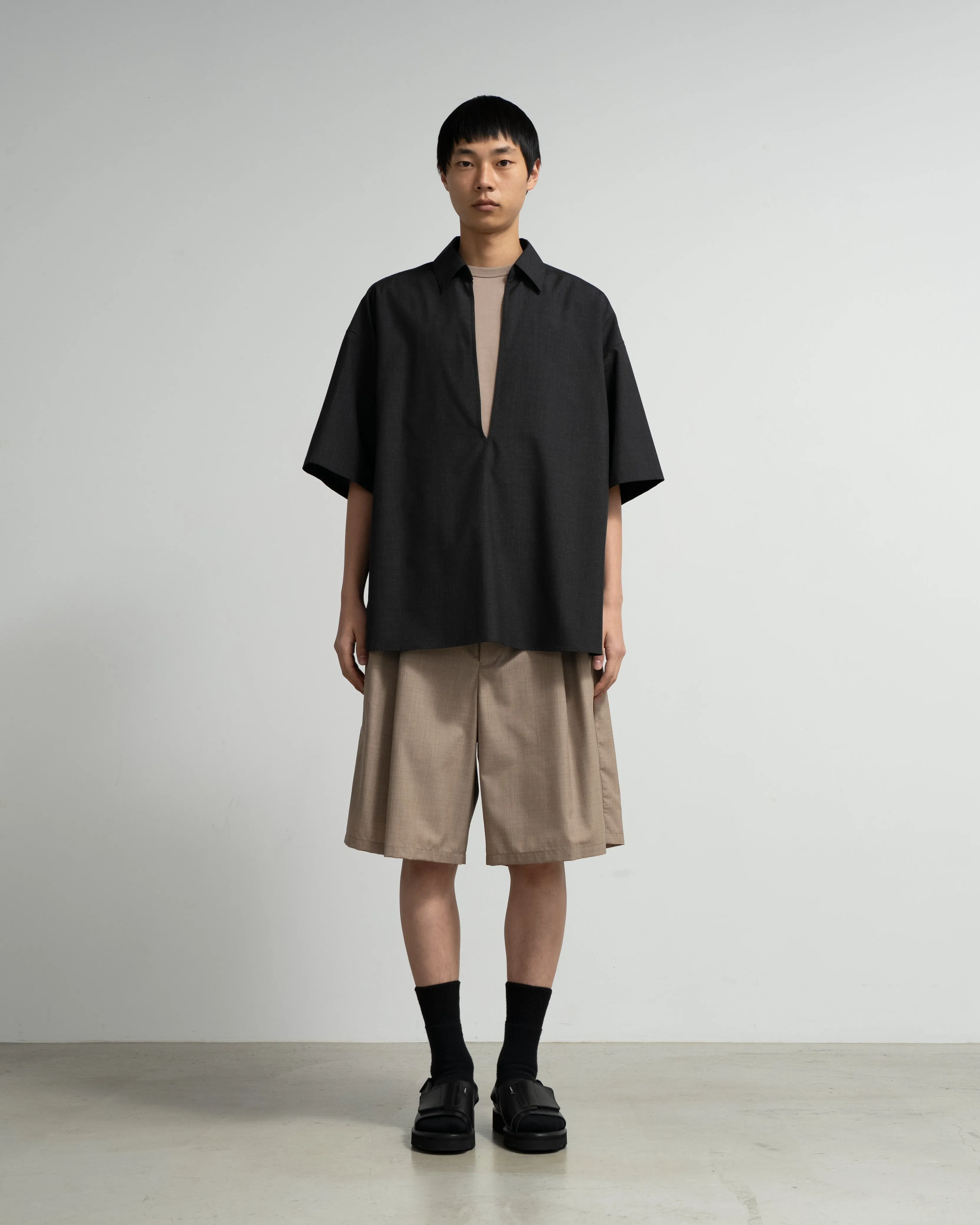 Fine Heather Wool Drawstring Track Shorts sold by Graphpaper product image thumbnail 3