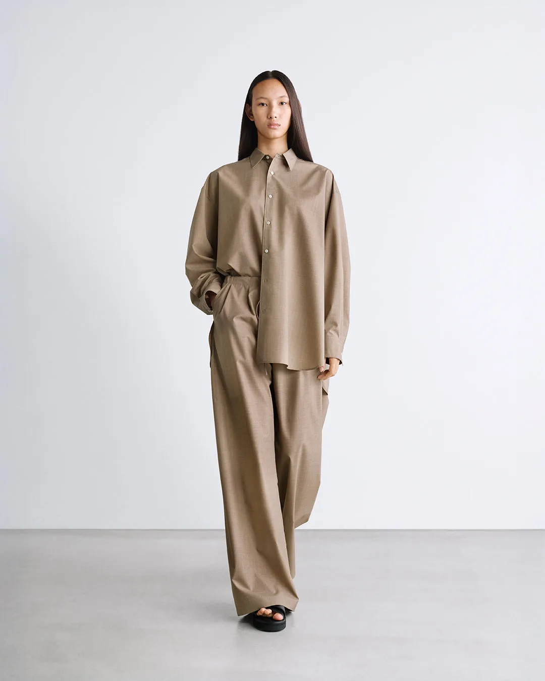 Fine Heather Wool Drawstring Wide Pants sold by Graphpaper product image thumbnail 5