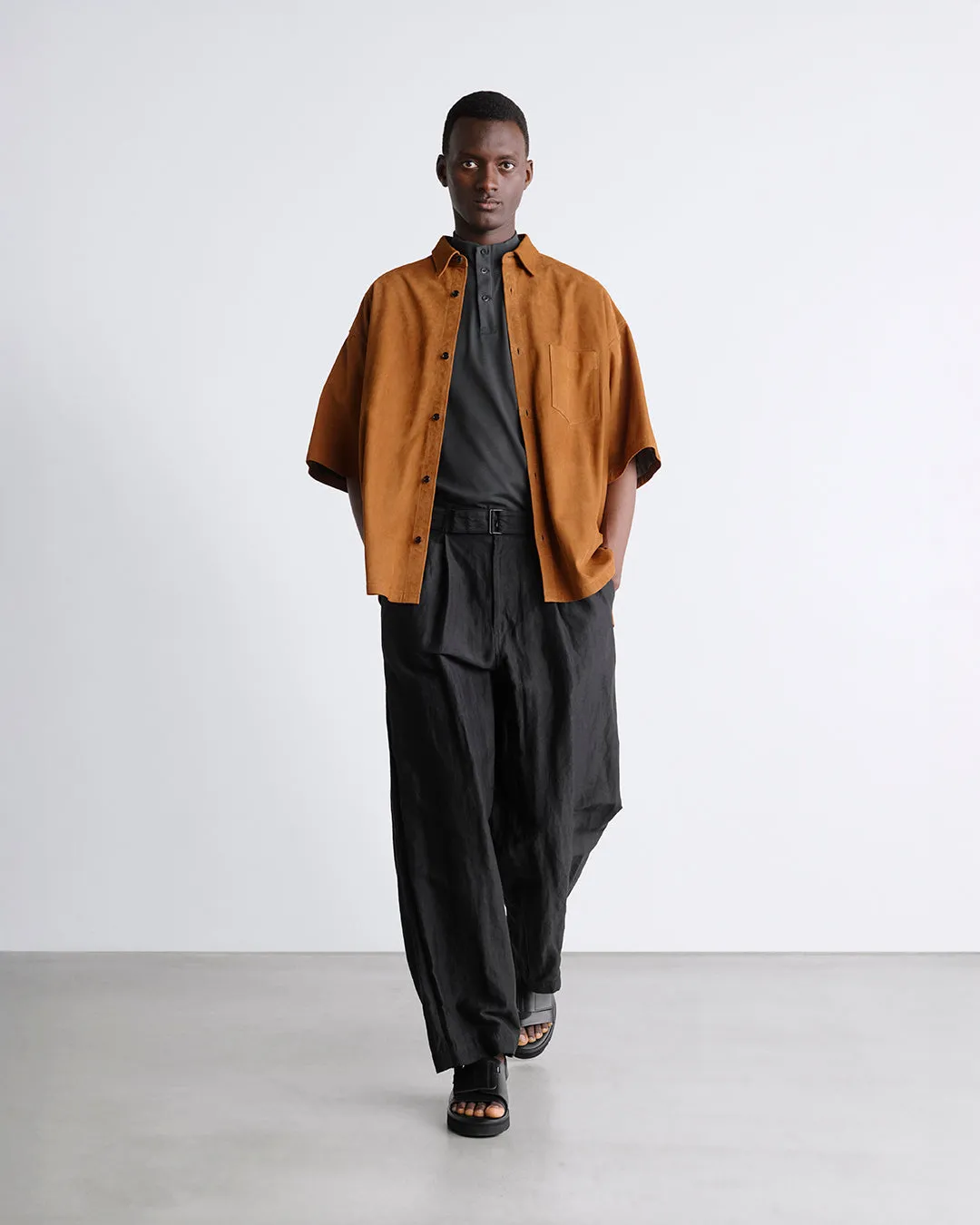 Linen Cupro Back Satin Belted Pants sold by Graphpaper product image thumbnail 3