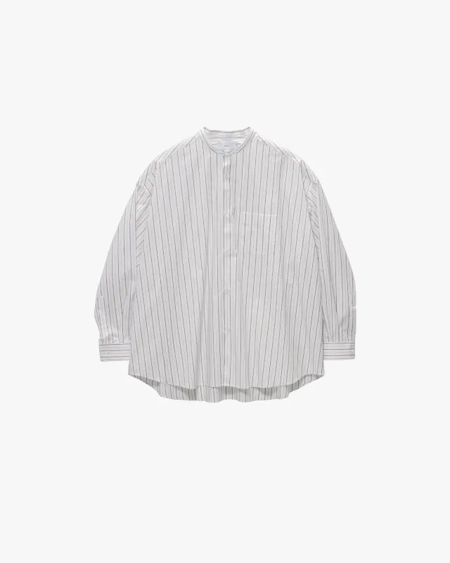 SIDOGRAS Brown Stripe L/S Oversized Band Collar Shirt made by Graphpaper