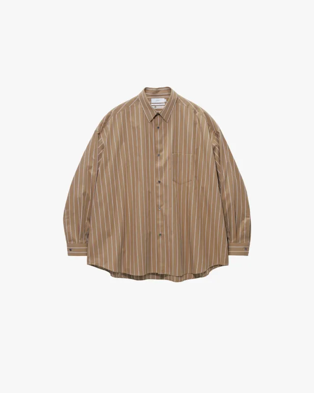 SIDOGRAS Brown Stripe L/S Oversized Regular Collar Shirt made by Graphpaper