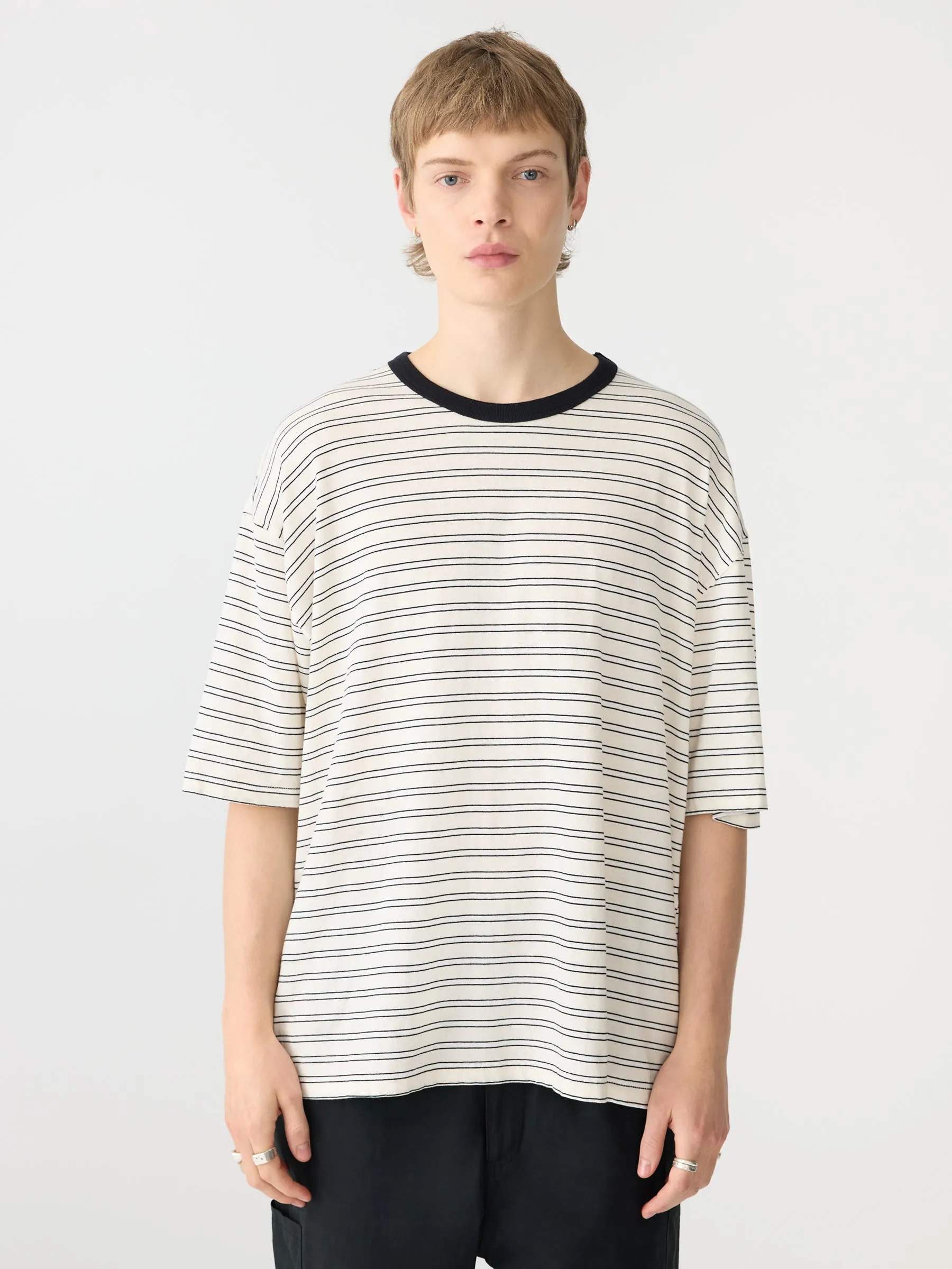 Stripe Boxy Short Sleeve T-Shirt sold by Bassike product image thumbnail 2