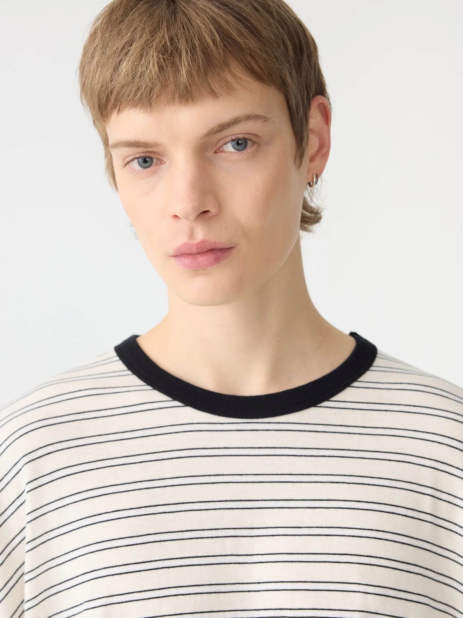 Stripe Boxy Short Sleeve T-Shirt sold by Bassike product image thumbnail 3