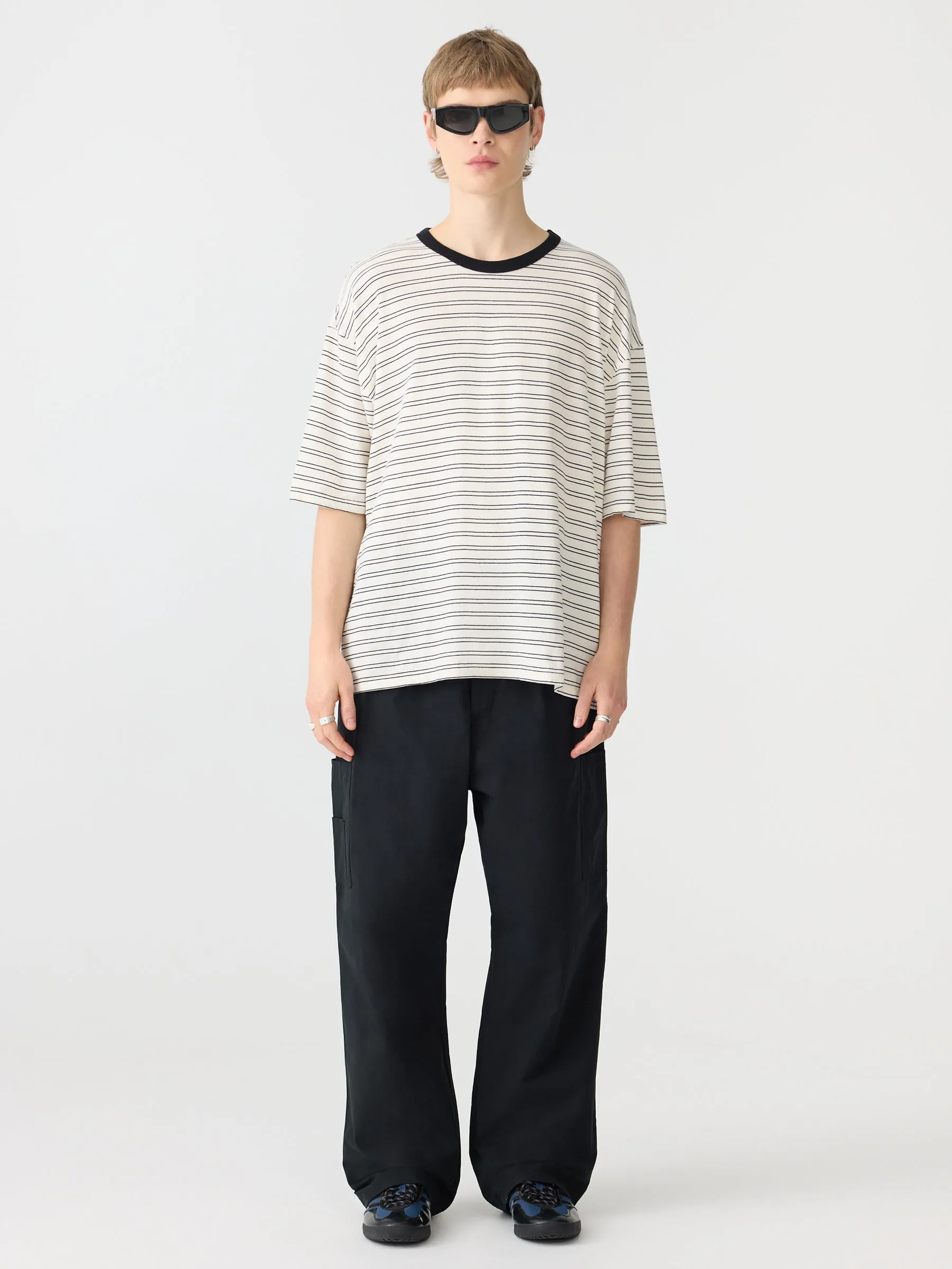 Stripe Boxy Short Sleeve T-Shirt sold by Bassike