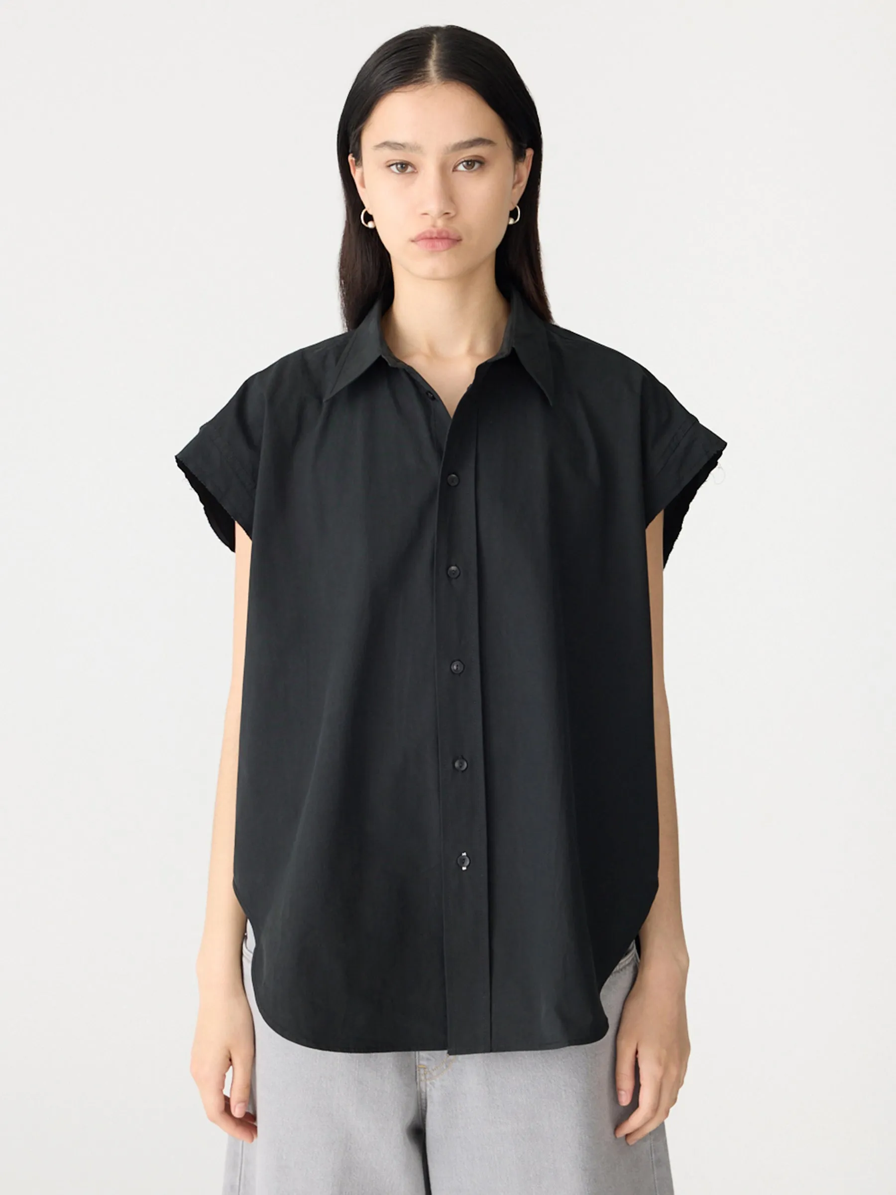Crushed Cotton Scoop Hem Shirt sold by Bassike product image thumbnail 2