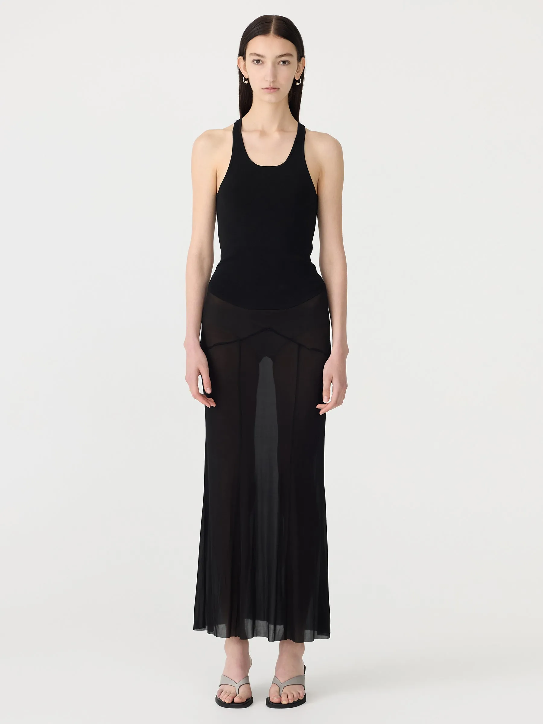 Sheer Longerline Jersey Skirt sold by Bassike