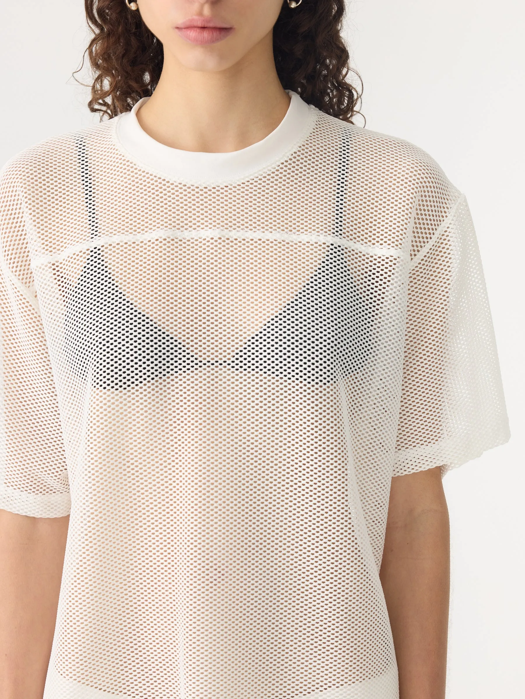 Boxy Mesh Short Sleeve T-Shirt sold by Bassike product image thumbnail 4