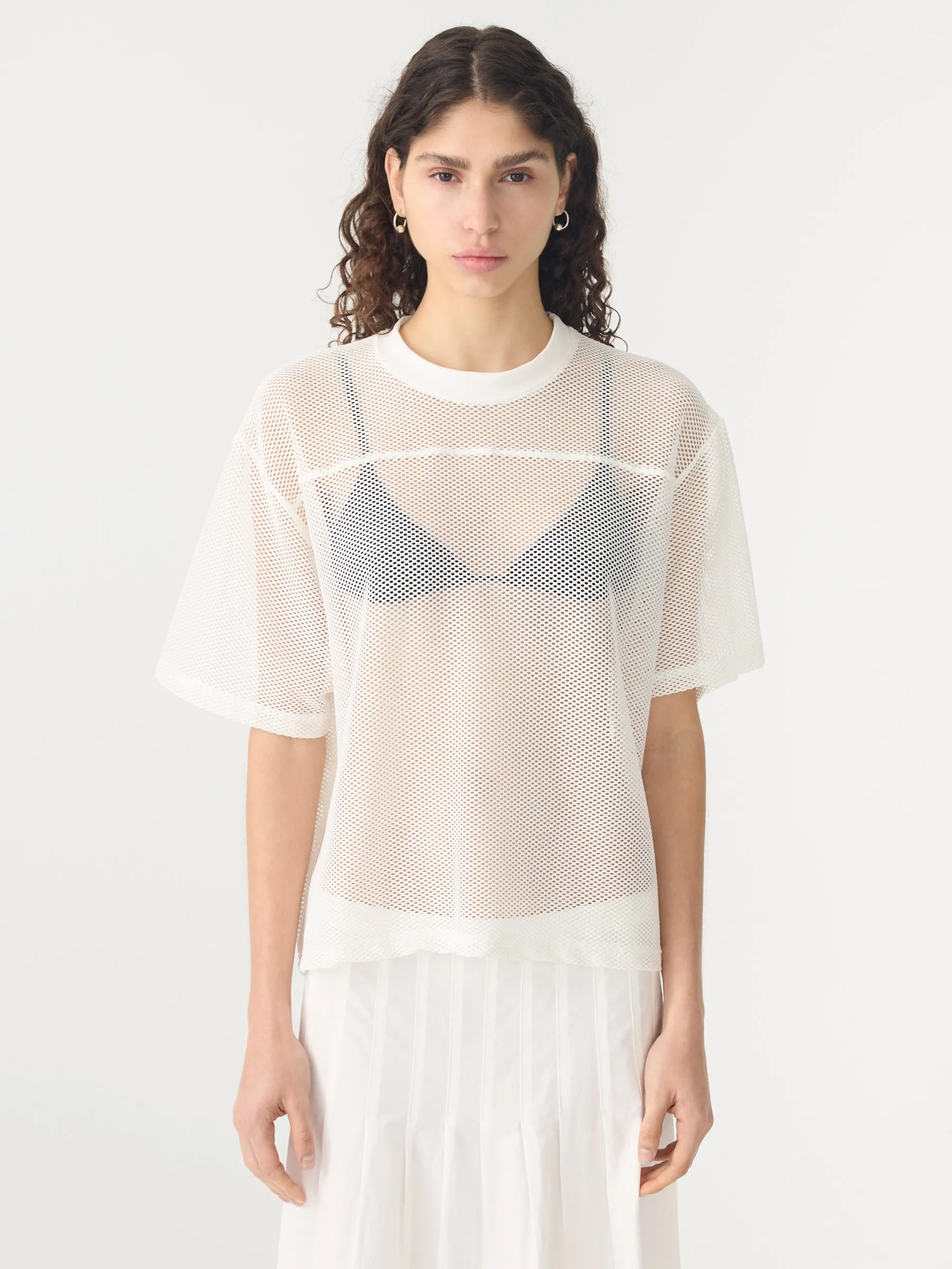 Boxy Mesh Short Sleeve T-Shirt sold by Bassike product image thumbnail 2