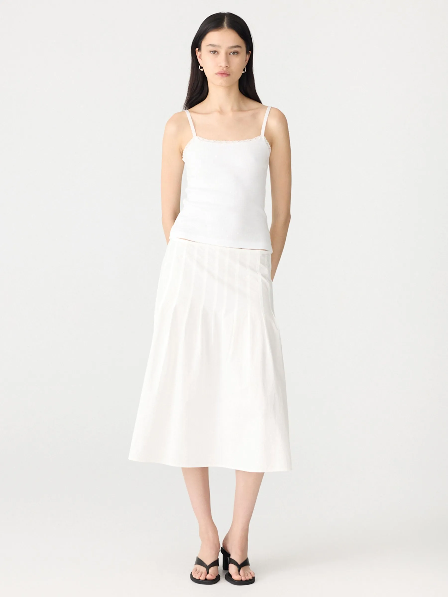Crushed Cotton Pleated Skirt sold by Bassike