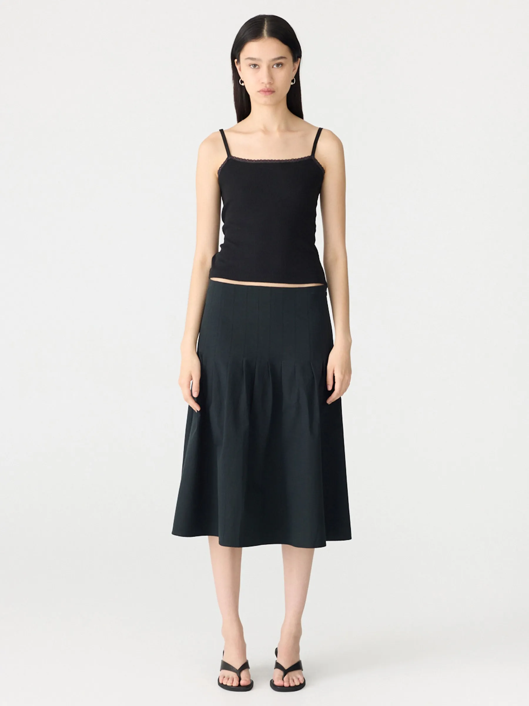Crushed Cotton Pleated Skirt sold by Bassike