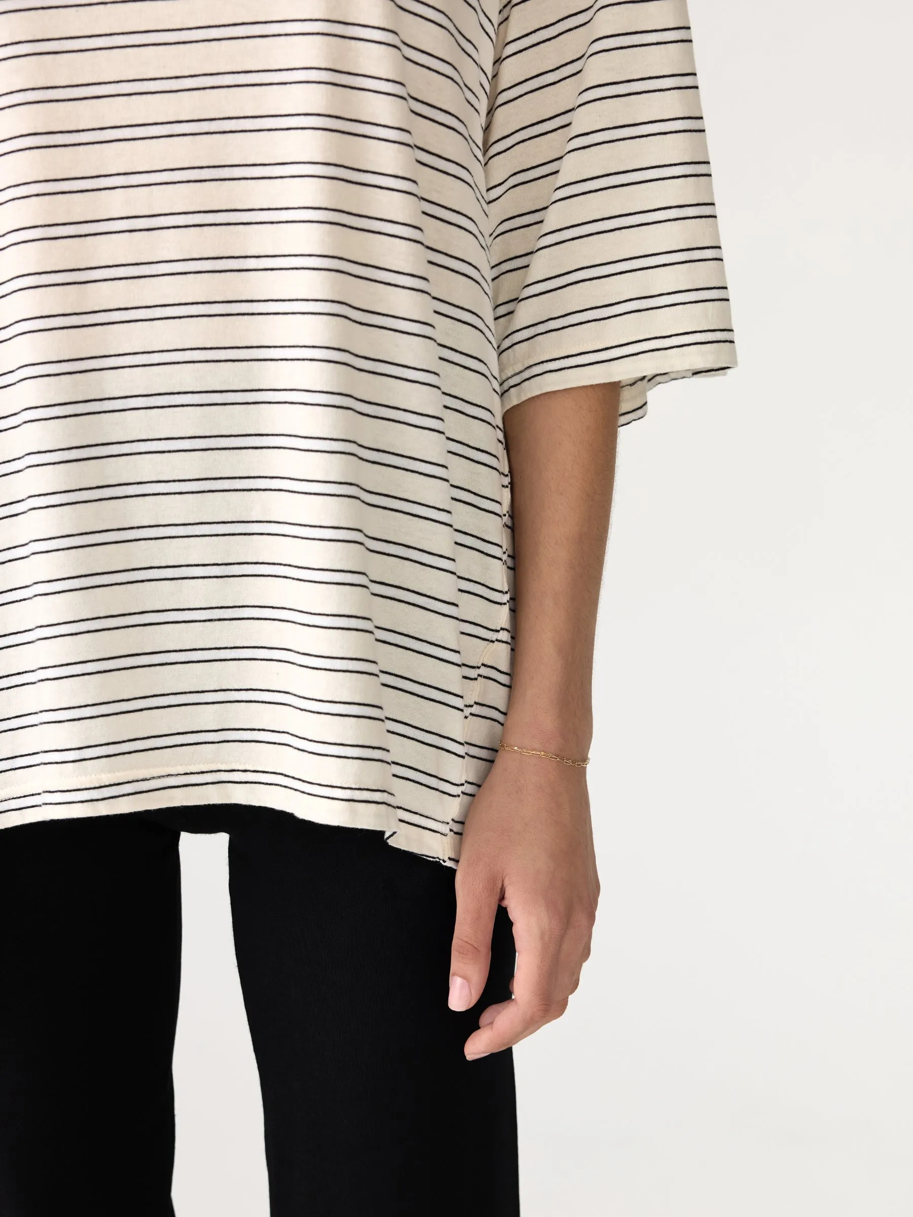 Stripe Boxy Short Sleeve T-Shirt sold by Bassike product image thumbnail 3