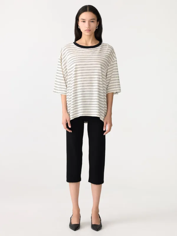 Stripe Boxy Short Sleeve T-Shirt sold by Bassike
