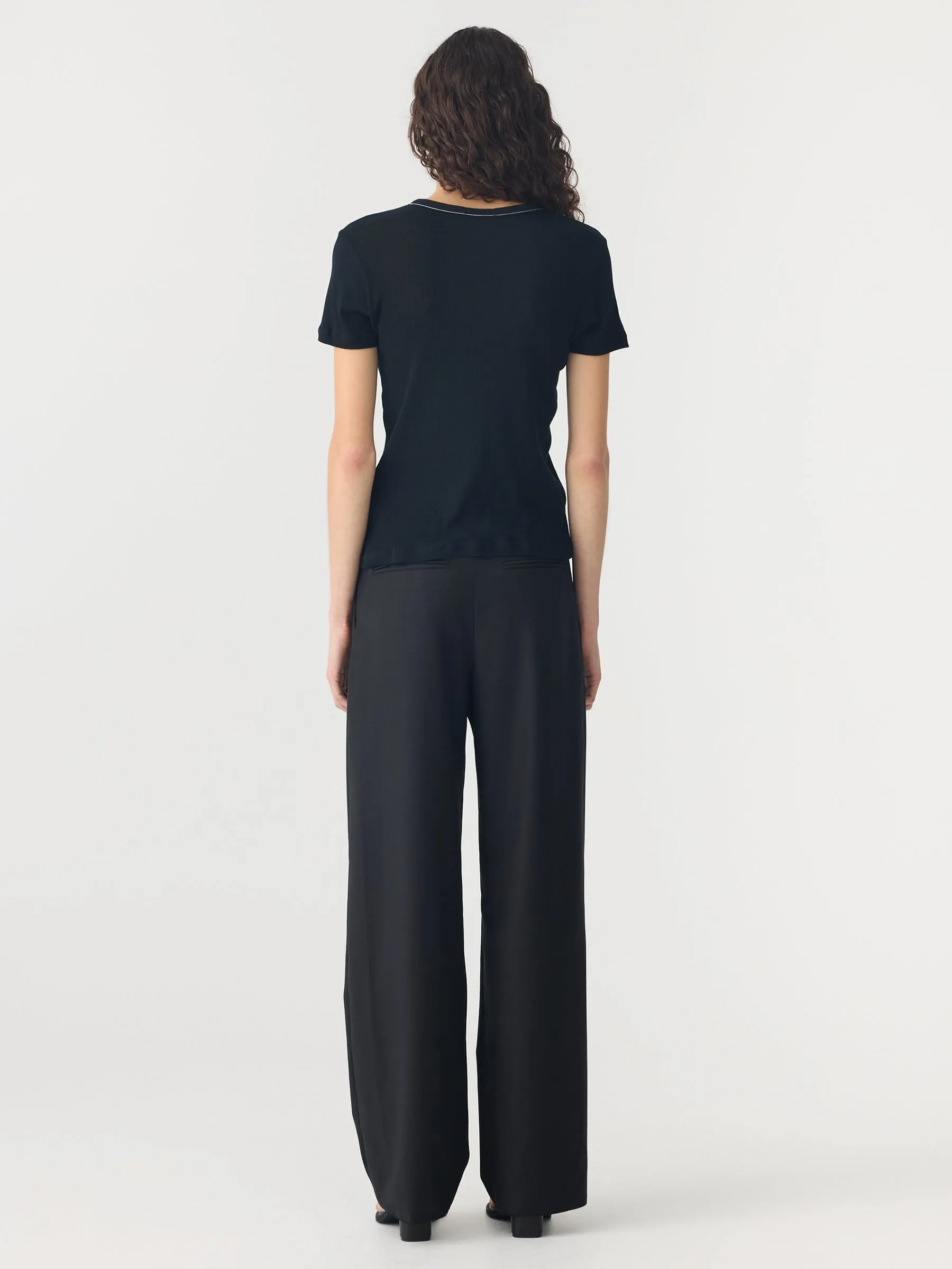 Sheer Rib Placket Short Sleeve T-Shirt sold by Bassike product image thumbnail 5