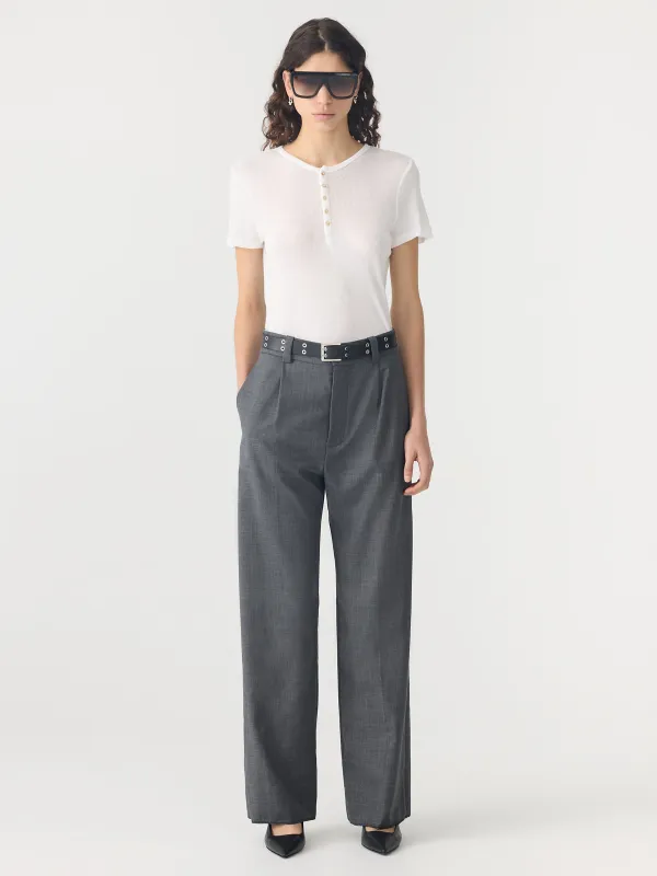 Sheer Rib Placket Short Sleeve T-Shirt sold by Bassike