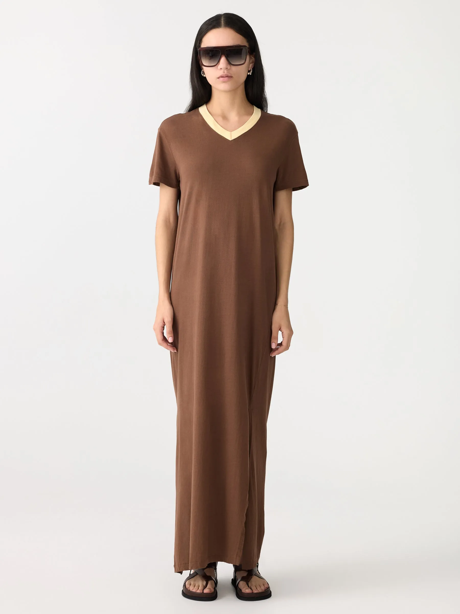 V Neck Longerline Short Sleeve Dress sold by Bassike