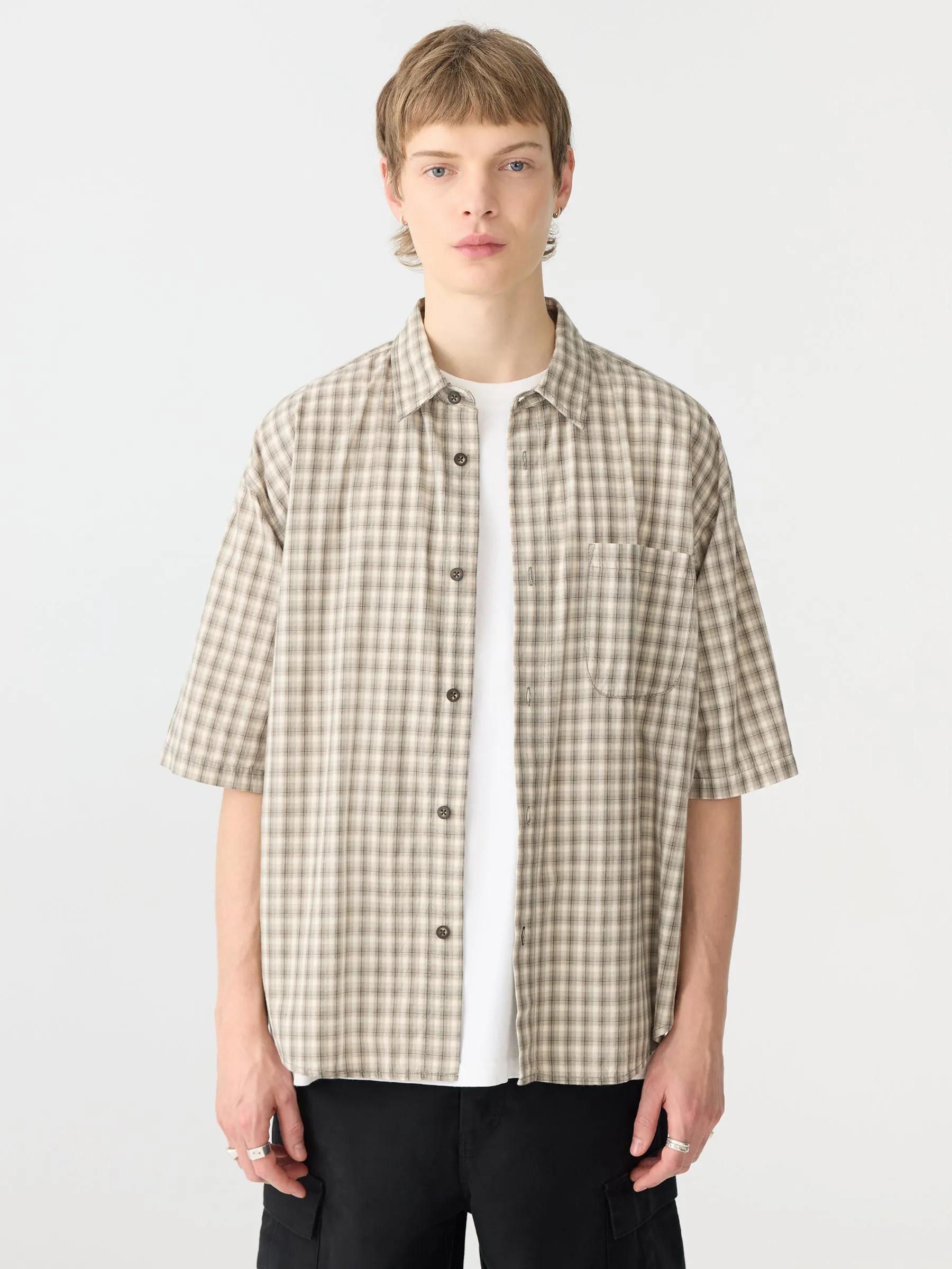 Cotton Check Short Sleeve Shirt sold by Bassike product image thumbnail 2