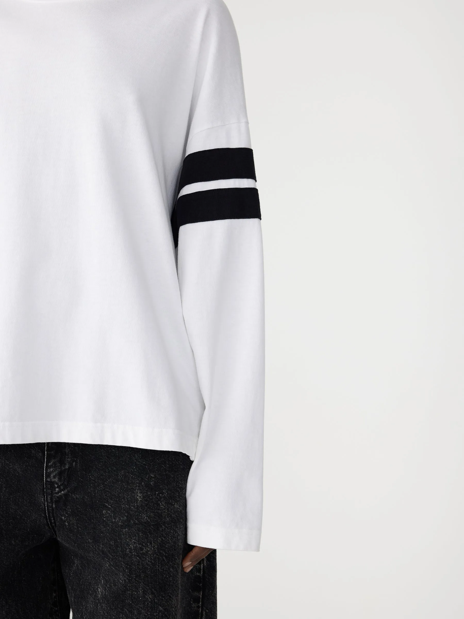 Boxy Rib Insert Long Sleeve T-Shirt sold by Bassike product image thumbnail 3