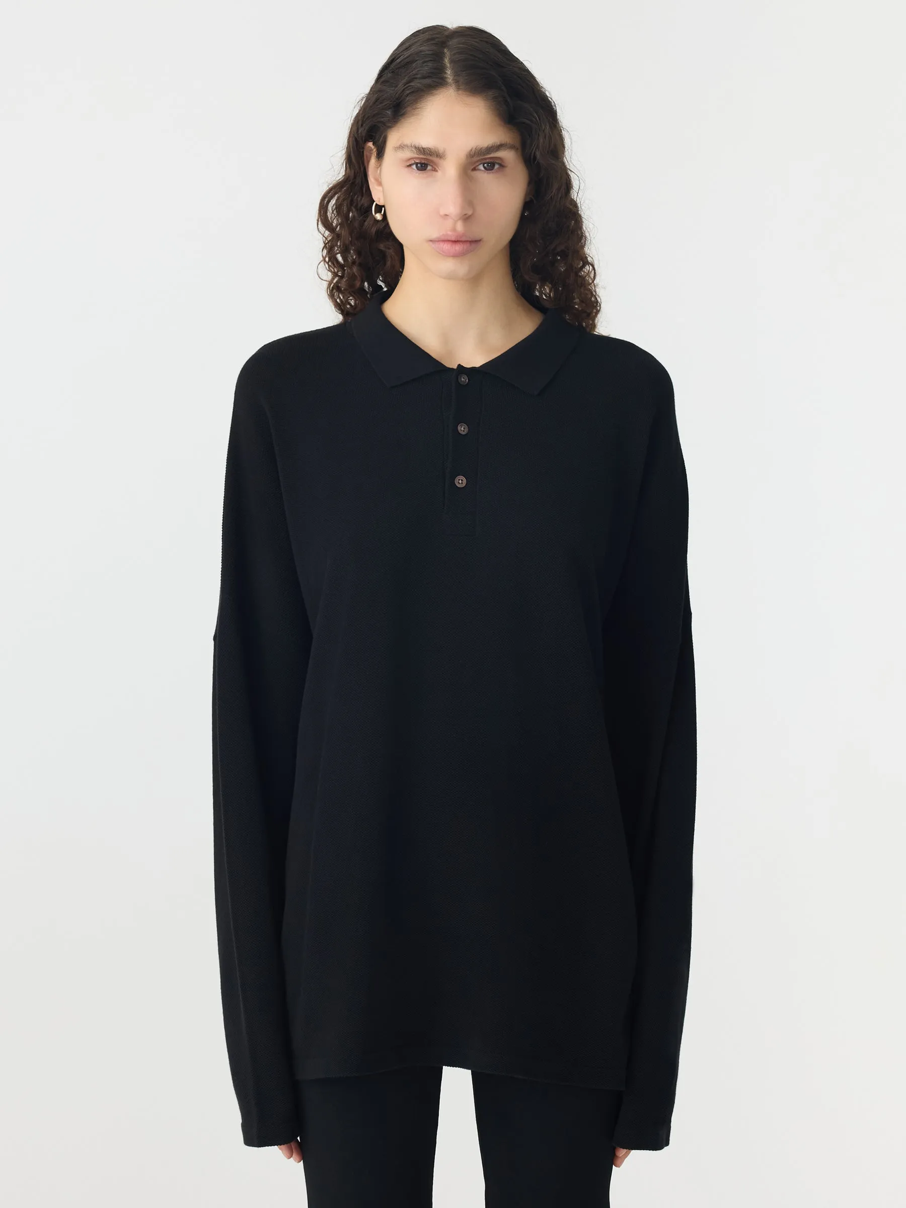 Universal Cotton Knitted Pique Long Sleeve Polo sold by Bassike product image thumbnail 3