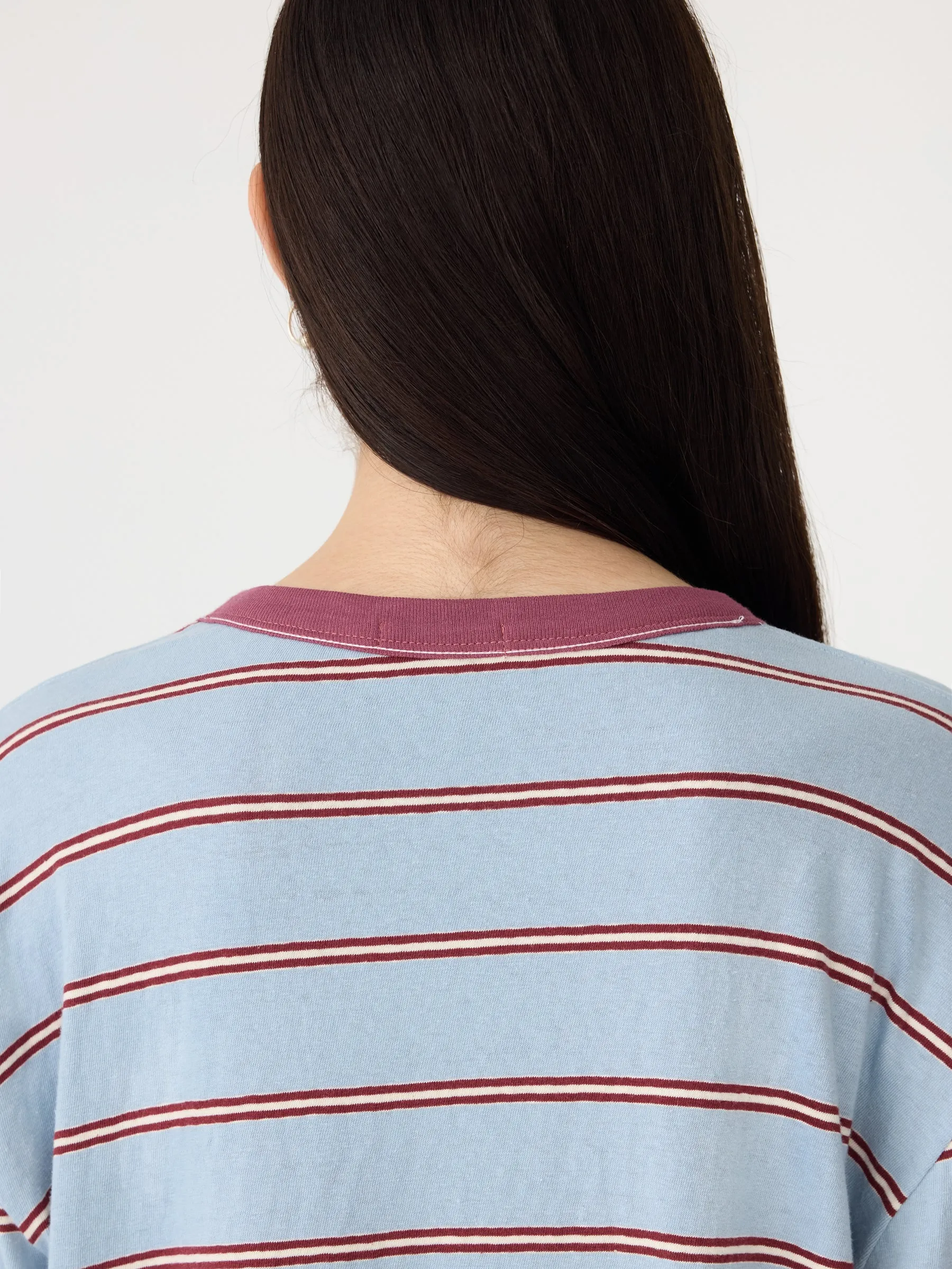 Stripe Boxy Pocket Long Sleeve T-Shirt sold by Bassike product image thumbnail 4