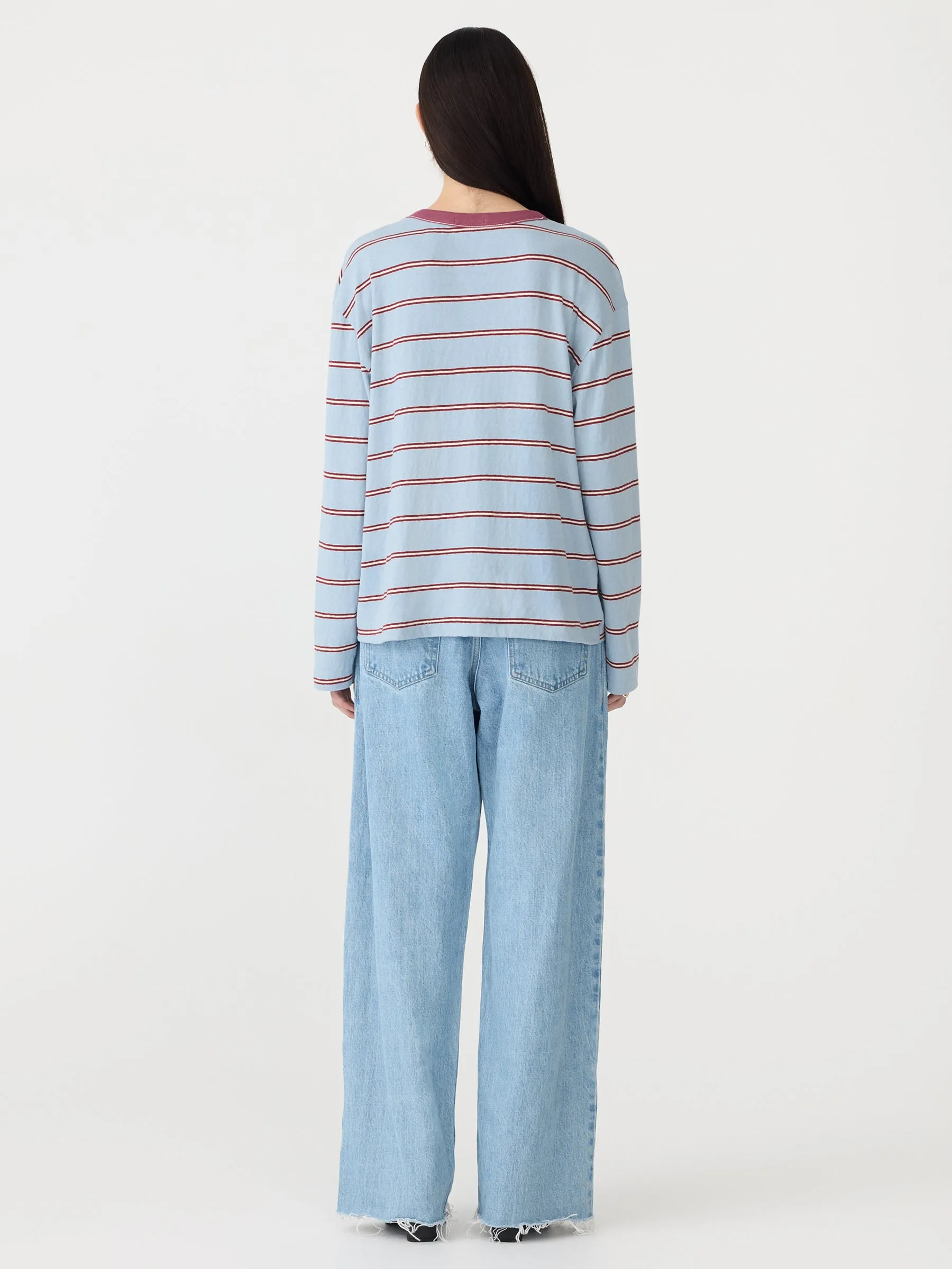 Stripe Boxy Pocket Long Sleeve T-Shirt sold by Bassike product image thumbnail 5