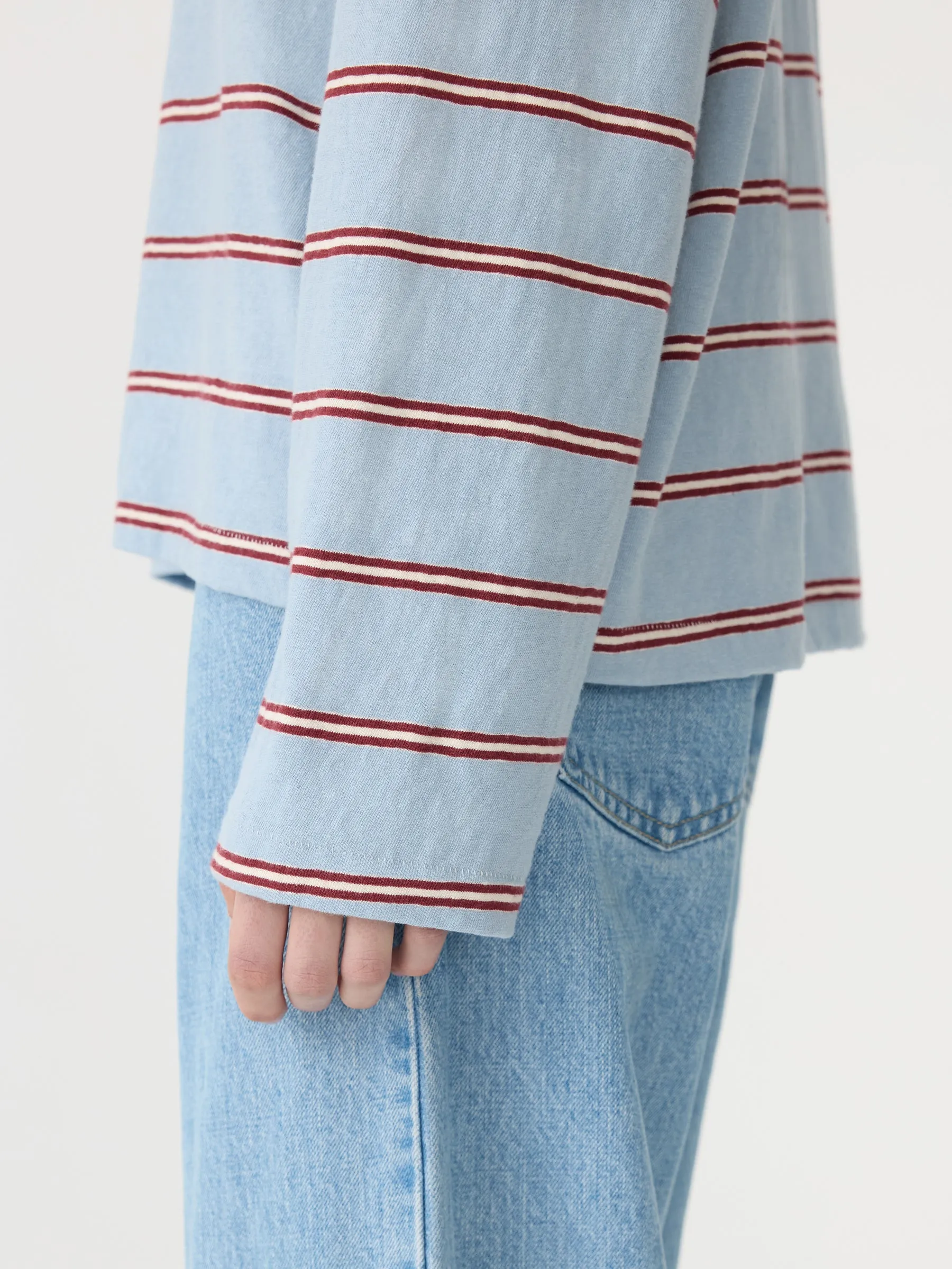 Stripe Boxy Pocket Long Sleeve T-Shirt sold by Bassike product image thumbnail 3